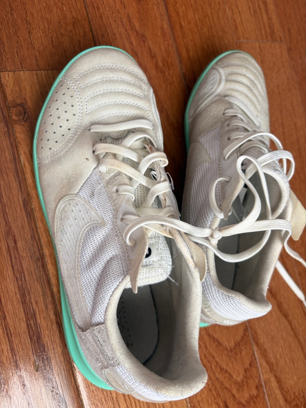 Nike Women's Cream Suede & Mesh Sneakers with Mint Green Sole